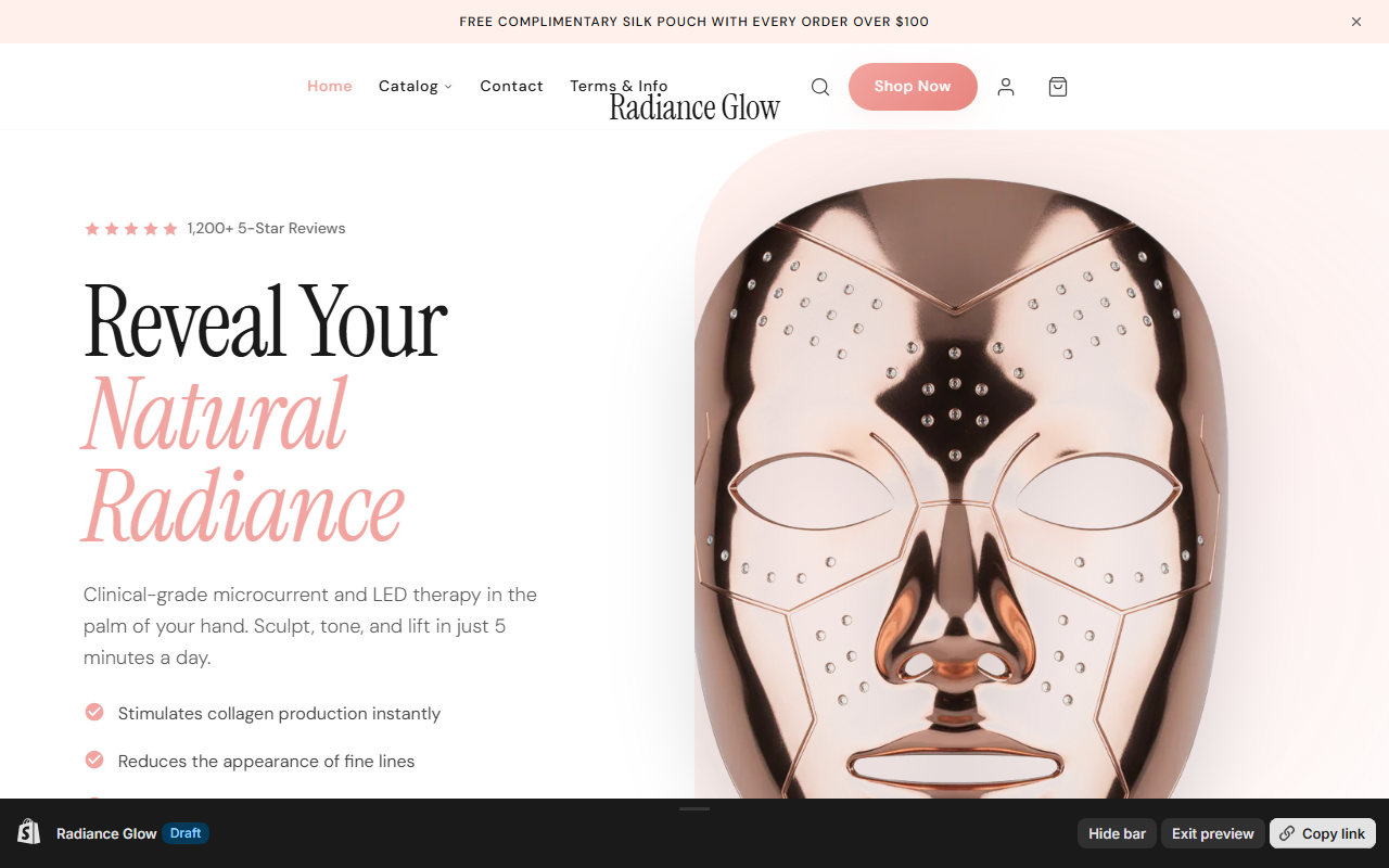 Radiance Glow theme preview