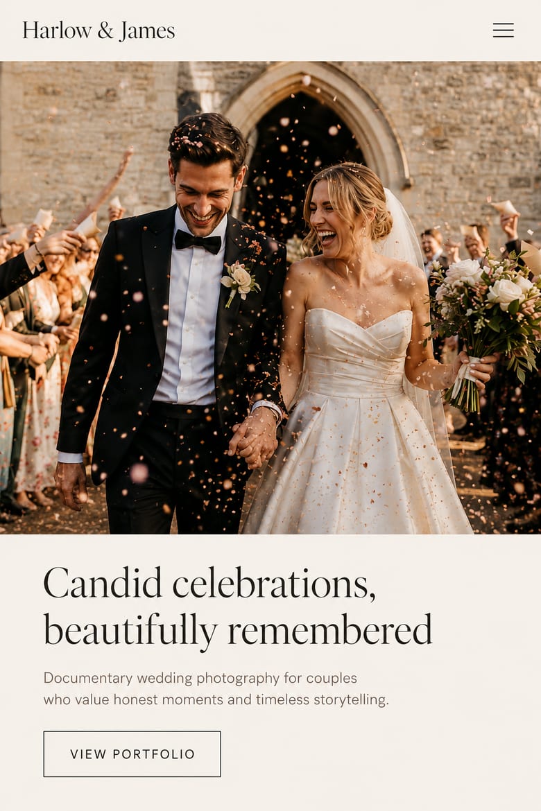 Harlow & James wedding photography website