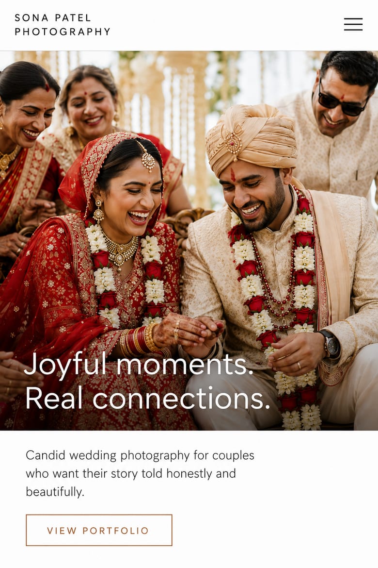 Sona Patel Photography wedding photography website