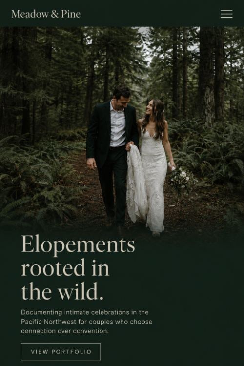 Meadow & Pine wedding photography website