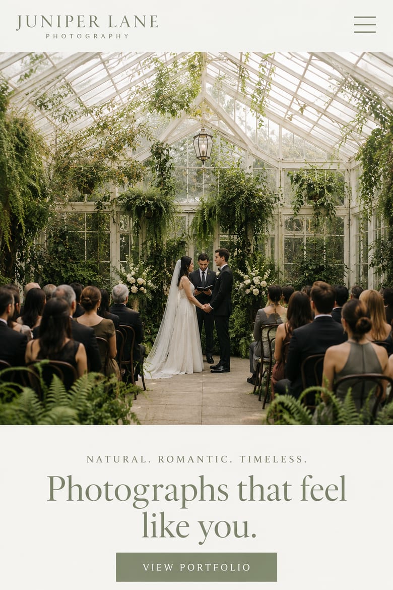 Juniper Lane wedding photography website