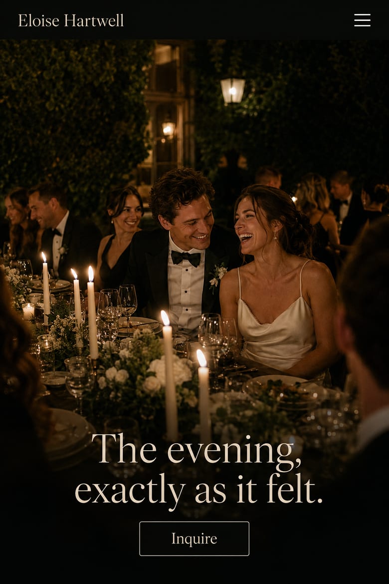 Eloise Hartwell wedding photography website