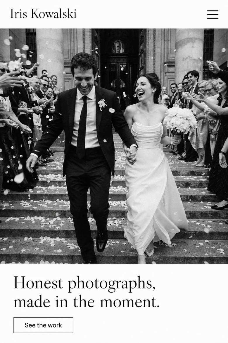 Iris Kowalski wedding photography website