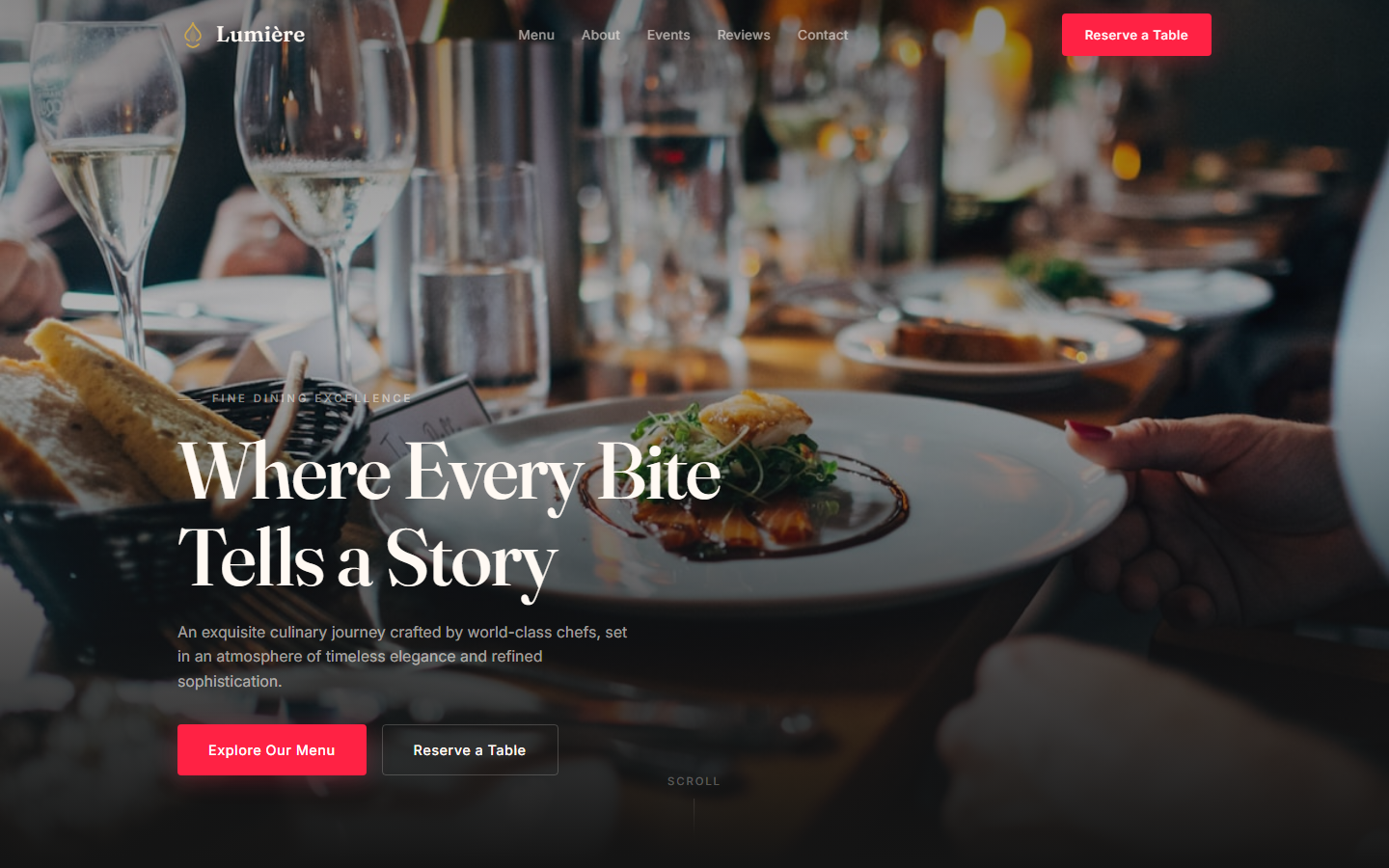 Lumière — fine dining website built by PositivityTools