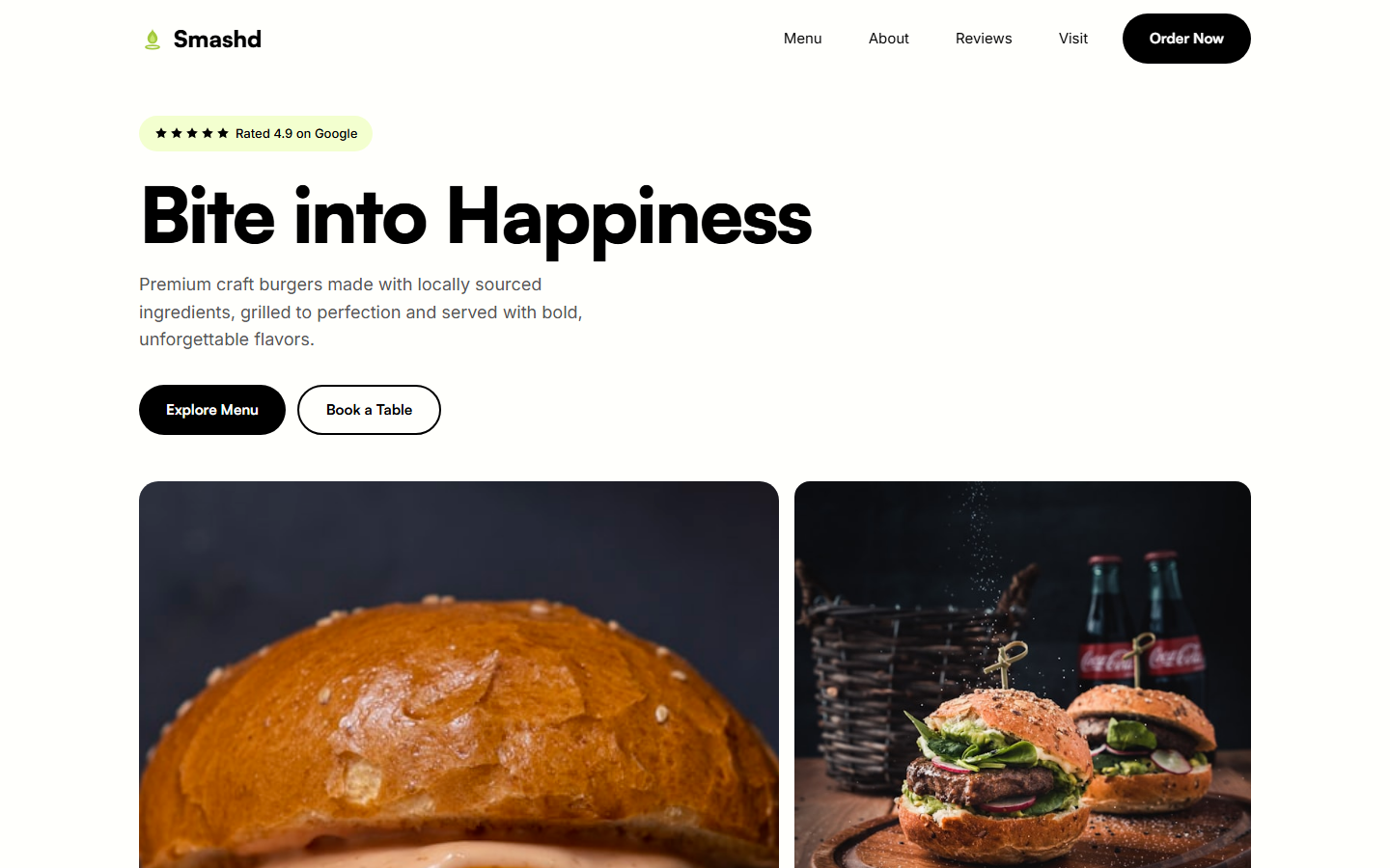 Smashd — restaurant website built by PositivityTools